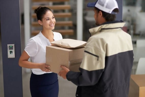 customer receiving e-commerce delivery
