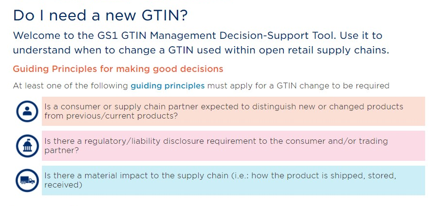 GTIN Management Standard decision support tool